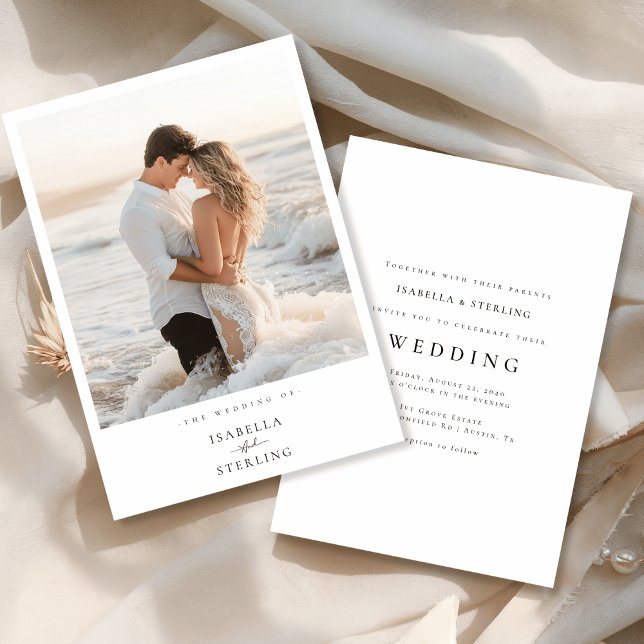 Elegante foto playa Invitación a la boda Minimalis (Subido por el creador)