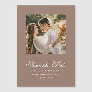 Elegante Foto Romántica de Boda Brown Save the Dat