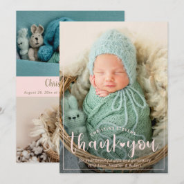 Elegante Foto Rosa 3 Gracias Anuncio De Nacimiento