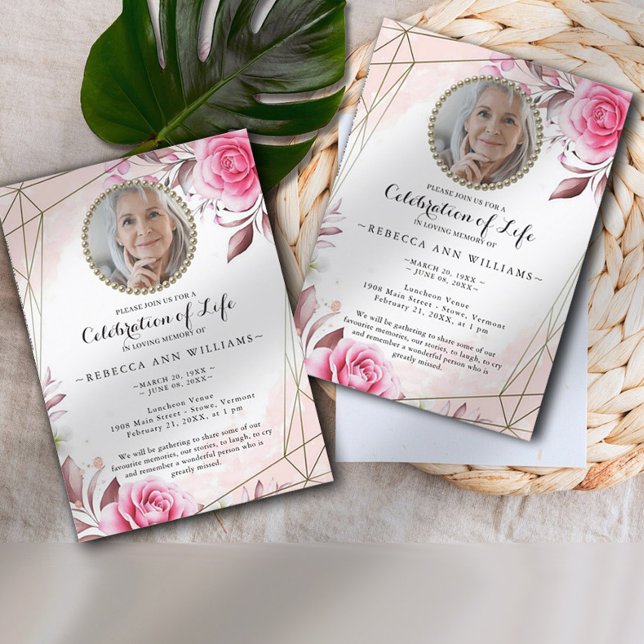 Elegante foto rosada celebración de la invitación  (Subido por el creador)