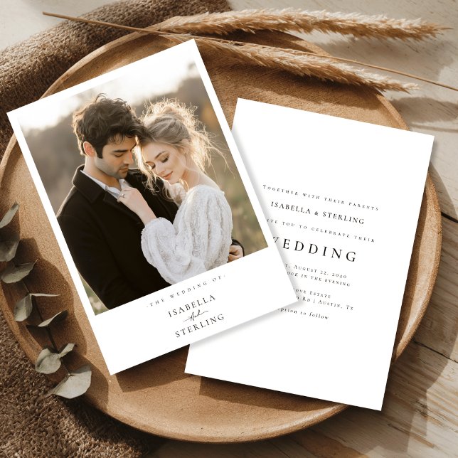 Elegante foto rústica invitación a la boda Minimal (Subido por el creador)