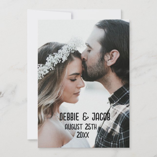 ELEGANTE FOTO SIMPLE INVITACIÓN DE BODA (Anverso)