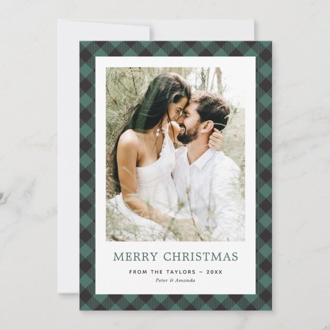 Elegante foto verde de Placa Feliz Navidad (Anverso)