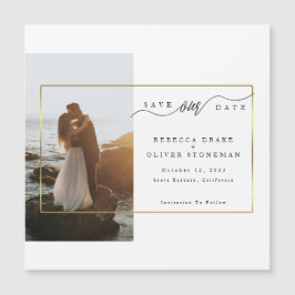 Elegante fotograma dorado tarjeta magnética Boda