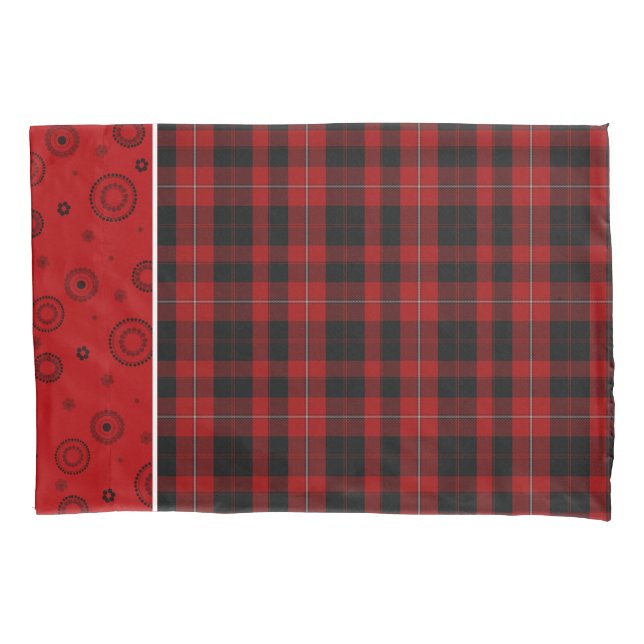 Elegante Funda de almohada roja y negra con tacart (Anverso)