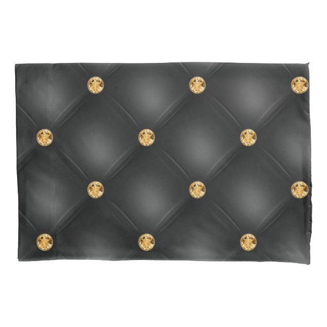 Elegante Funda de almohadas de diamante negro de o (Anverso)