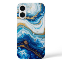 Elegante Funda de Art. Fluid iPhone 16 - Azul abst