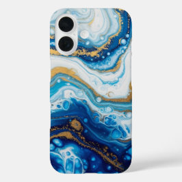 Elegante Funda de Art. Fluid iPhone 16 - Azul abst
