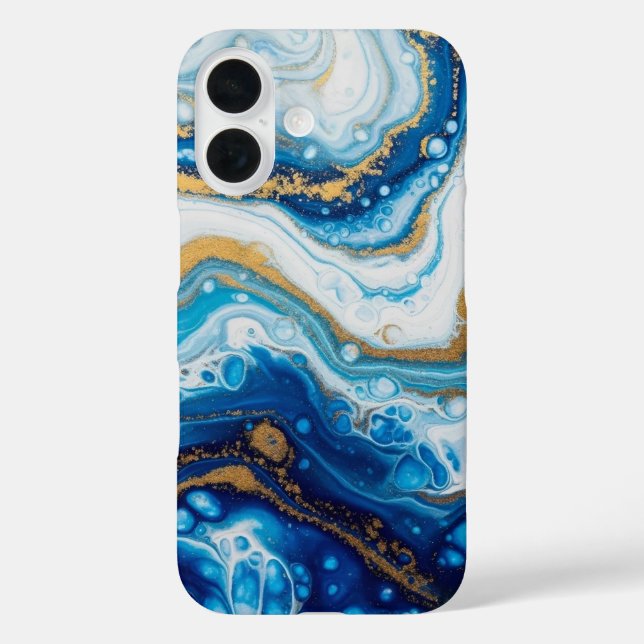 Elegante Funda de Art. Fluid iPhone 16 - Azul abst (Reverso )