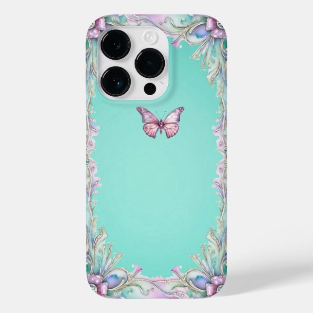 Elegante Funda de iPhone 14 Pro Diamonte Butterfly (Reverso )