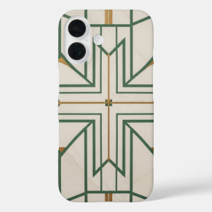 Elegante Funda de iPhone Geométrico Dill Green 16