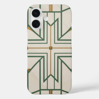 Elegante Funda de iPhone Geométrico Dill Green 16