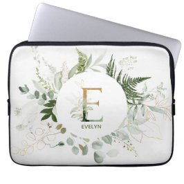 Elegante Funda de Portátil Floral E Green