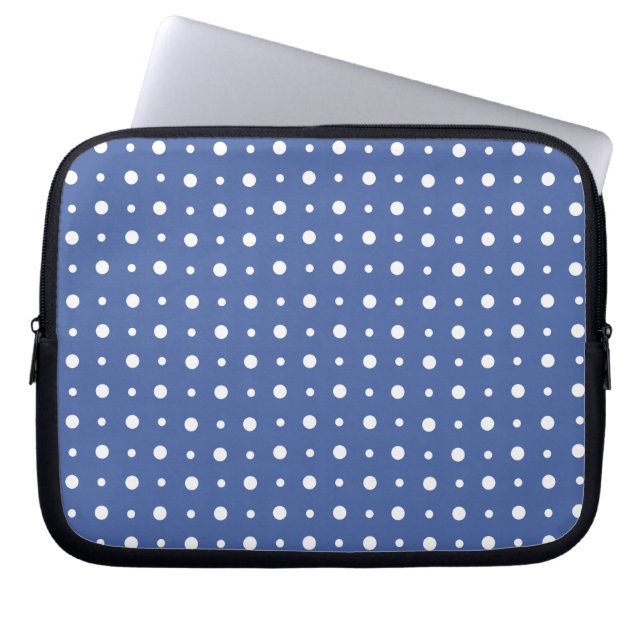 Elegante funda de portátil, puntos de Polka azul o (Frente)
