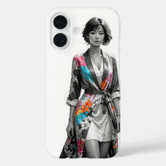 Elegante Funda Floral Kimono iPhone 16