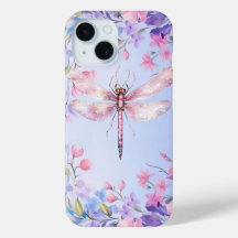 Elegante Funda Floral Rosa Dragonfly para iPhone 1
