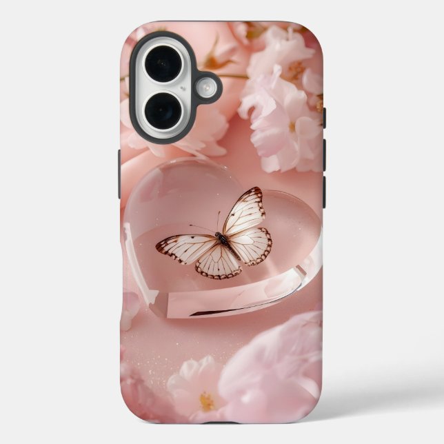 Elegante Funda móvil del corazón de mariposa (Reverso )