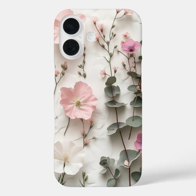 Elegante funda para iPhone 16 con flores botánicas (Reverso )