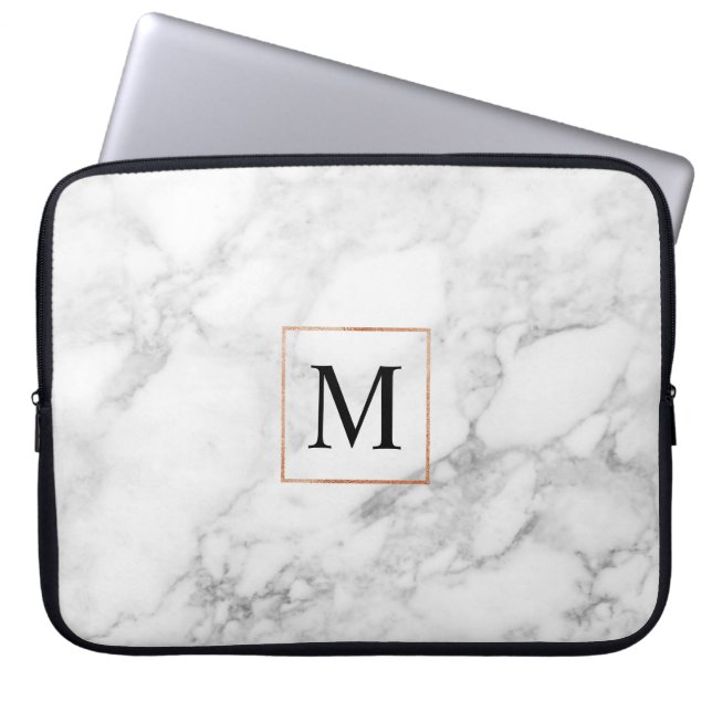 Elegante Funda para Portátil de borde de mármol y  (Frente)