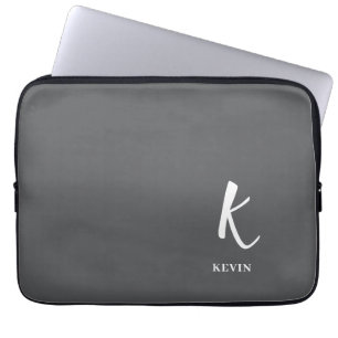 Elegante funda para portátil de monograma gris