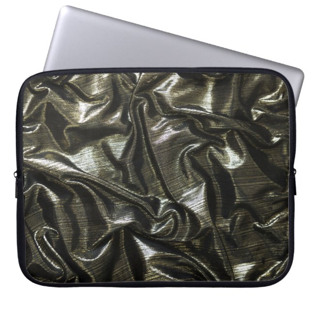 Elegante funda para portátil de satén negro de 15" (Frente)