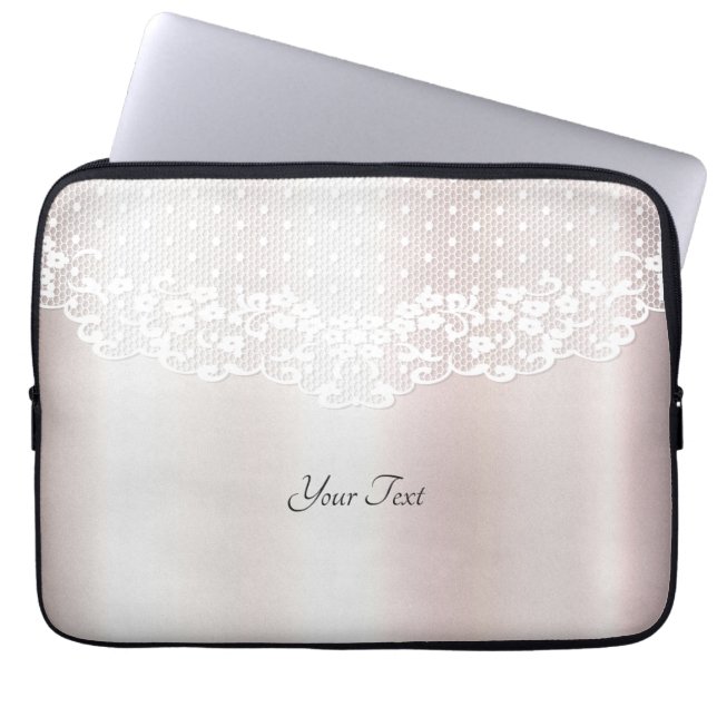 Elegante Funda para Portátil Floral Lace Blanco (Frente)