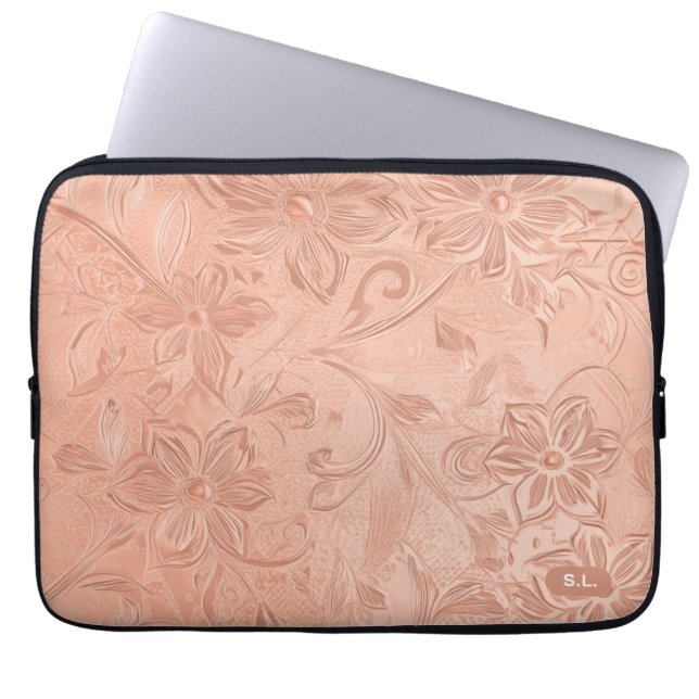Elegante Funda para Portátil Floral Peach (Frente)