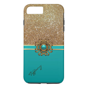 Elegante funda Turquesa y Gold para iPhone 7 Plus