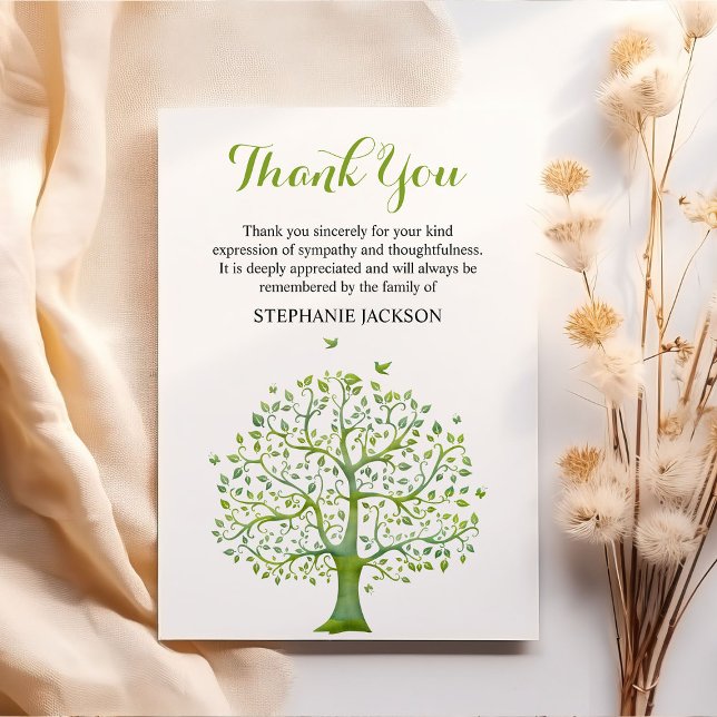 Elegante Funeral Gracias Nota | Árbol verde (Subido por el creador)
