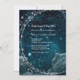 elegante galaxia azul cielo boda Tarjeta plana