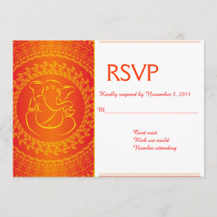 Elegante Ganesh  Tarjetas RSVP de Dios Naranja Ind