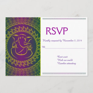 Elegante Ganesh   Tarjetas RSVP púrpura de Dios in