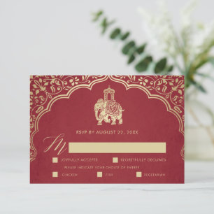 Elegante Ganesha Wedding RSVP Card Gold