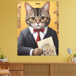 Elegante gato Arquitecto Arte Gracioso Gato de neg