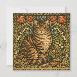 Elegante gato vintage floral botánico