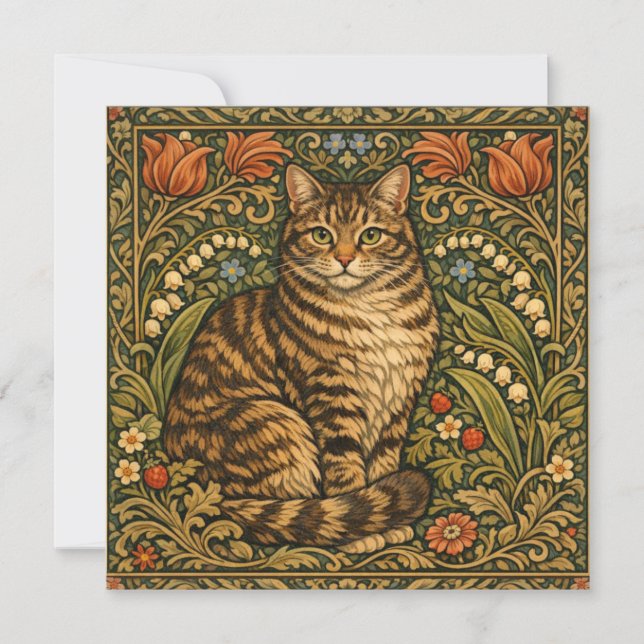 Elegante gato vintage floral botánico (Anverso)