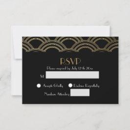 Elegante Gatsby Art Deco Boda de Oro RSVP