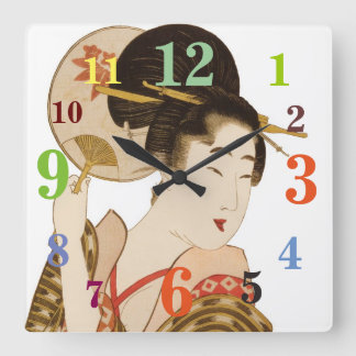 Elegante Geisha Japonesa Con Reloj De Pared De Ven