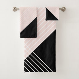Elegante Geométrico Chic Tendenioso en Rosa y Negr