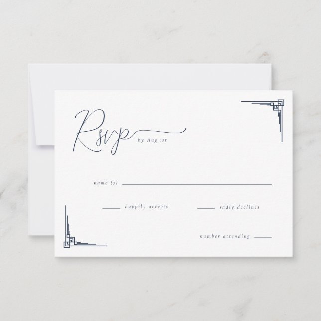 Elegante Geométrico Negro RSVP (Anverso)