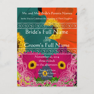 Elegante Gerber Daisy Wedding Invitación Swirls