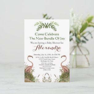 Elegante Giraffe Invitación a Baby Shower con flor