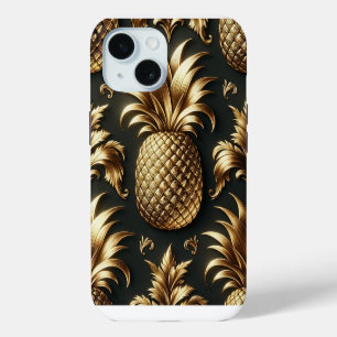 Elegante Glam Negro y Dorado Piña Tropical
