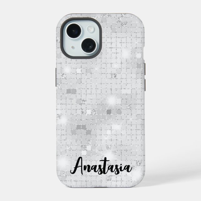 Elegante Glam White Silver Glitz Sparkle (Reverso )