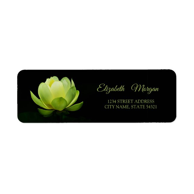 Elegante Glamorosa Etiqueta Verde Lotus (Frente)
