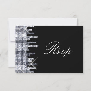 Elegante Glamour Purpurinoso negro/plateado RSVP