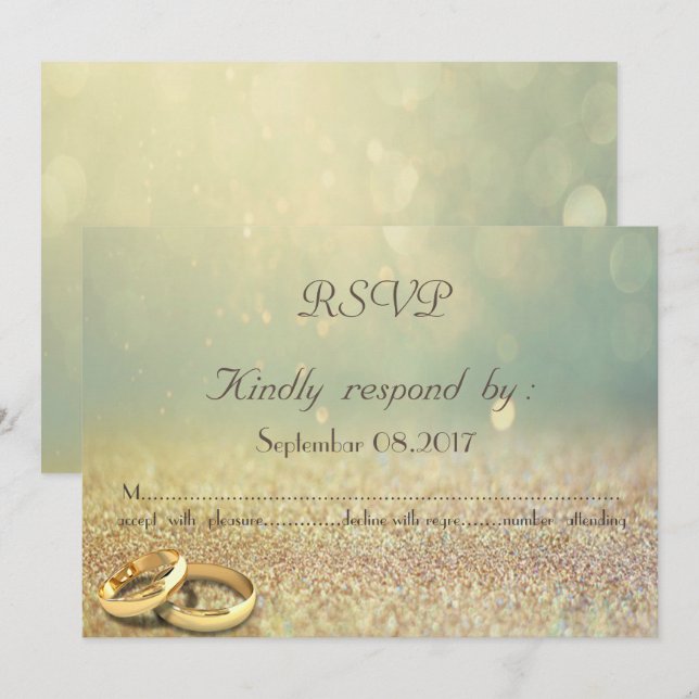 Elegante Glitter, Bokeh, Anillo Tarjeta de RSVP de (Anverso / Reverso)