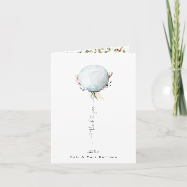 Elegante Globo Azul Agradecimiento (Anverso)