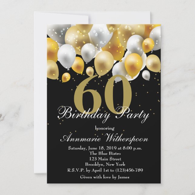 Elegante Globos de Oro con Invitación a los Años 6 (Anverso)
