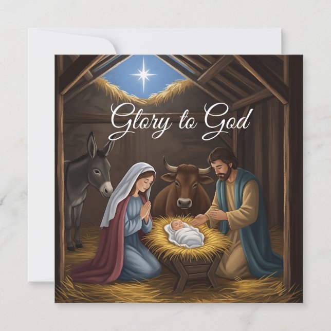 Elegante Gloria Religiosa a Dios Navidad Cristiana (Anverso)